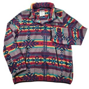 KAVU Cavanaugh 1/4 Snap Fleece Pullover Southwestern‎ Aztec Agate Mens Large